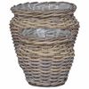 vidaXL Kosz na rośliny z przechowywaniem 2 pcs Szary Rattan Lacak