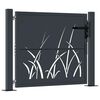 vidaXL Furtka ogrodowa, antracytowa, 100x100 cm, stal, motyw trawy