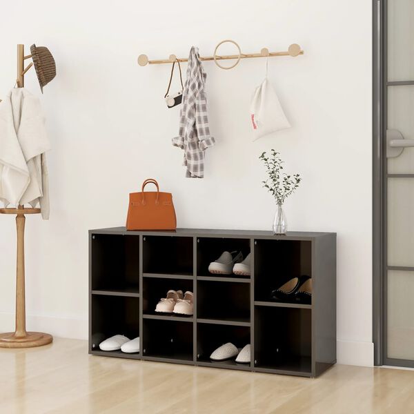 vidaXL Ławka z miejscem na buty, wysoki połysk, szara, 103x30x55 cm