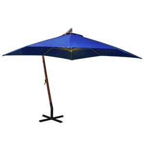 vidaXL Parasol ogrodowy wiszący, jodłowy słupek, niebieski, 3x3 m