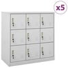 vidaXL Szafki zamykane, 5 szt., jasnoszare, 90x45x92,5 cm, stalowe