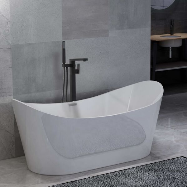 vidaXL Wolnostojąca wanna z czarnym kranem, 204 L, 90 cm