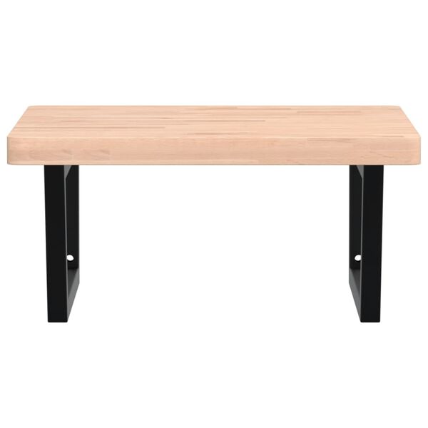 vidaXL P&oacute;łka ścienna pod umywalkę, stal i lite drewno bukowe