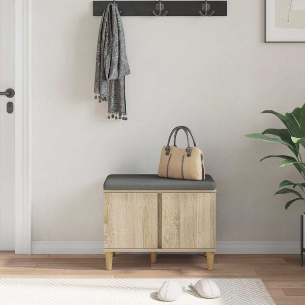 vidaXL Ławka w przedpokoju z poduszką Dąb Sonoma 60 x 38 x 46 cm
