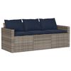 vidaXL 3-osobowa sofa ogrodowa z poduszkami, szara, polirattan