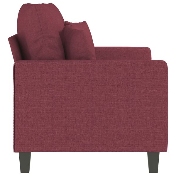 vidaXL Sofa 2-osobowa, winna czerwień, 120 cm, tapicerowana tkaniną