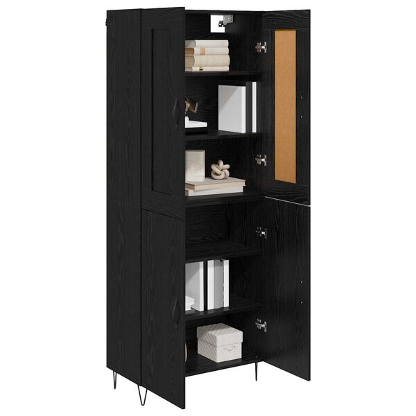 vidaXL Highboard Czarny Dąb 69,5 x 34 x 180 cm Materiał drewnopochodny