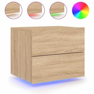 vidaXL Wisząca szafka nocna z podświetleniem LED, dąb sonoma