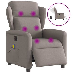 vidaXL Rozkładany fotel masujący, elektryczny, kolor taupe, tkanina