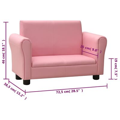 vidaXL Sofa dla dziecka, z podnóżkiem, różowa, obita sztuczną skórą