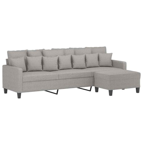 vidaXL 3-osobowa sofa z podn&oacute;żkiem, jasnoszary, 210 cm, tkaniną