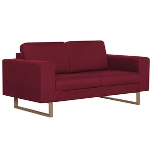 vidaXL Sofa 2-osobowa, tapicerowana tkaniną, kolor czerwonego wina