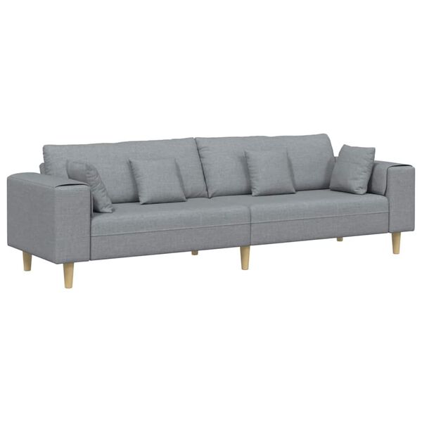 vidaXL Sofa z poduszką Jasnoszary 250 x 77 x 76 cm tkanina