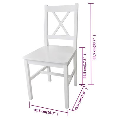 vidaXL Krzesła stołowe, 6 szt., białe, drewno sosnowe