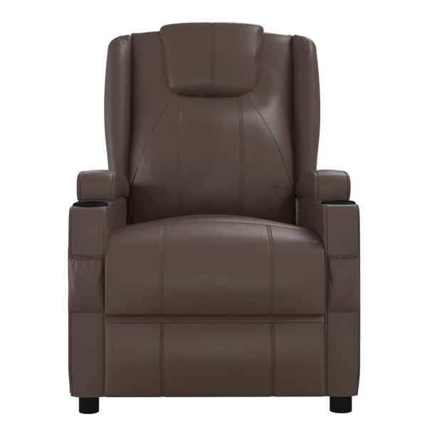 vidaXL Podnoszony fotel masujący, brązowy, sztuczna skóra