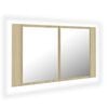 vidaXL Szafka łazienkowa z lustrem i LED, dąb sonoma, 80x12x45, akryl