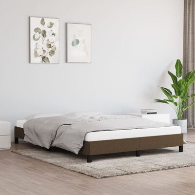 vidaXL Rama łóżka, ciemnobrązowa, 140x190 cm, obita tkaniną