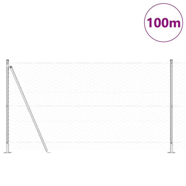 vidaXL Słupek ogrodzeniowy. Srebrny 100 x 1,5 m (siatka 50 mm) Stal