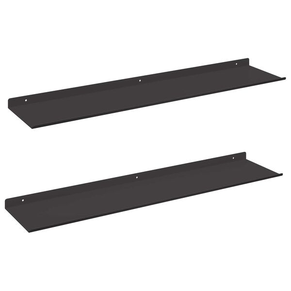 vidaXL P&oacute;łka wisząca 2 pcs Czarny 80 x 18 x 2,5 cm Stal