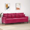 vidaXL Sofa 3-osobowa, winna czerwień, 180 cm, obita aksamitem