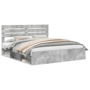 vidaXL Ramka ł&oacute;żka Betonowy 180 x 200 cm Lite drewno sosnowe