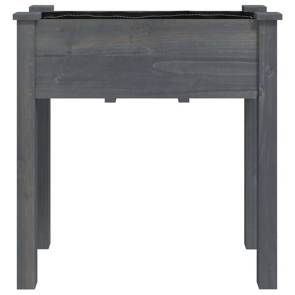 vidaXL Kwietnik z wyściółką, szary, 71x37x76 cm, lite drewno jodłowe