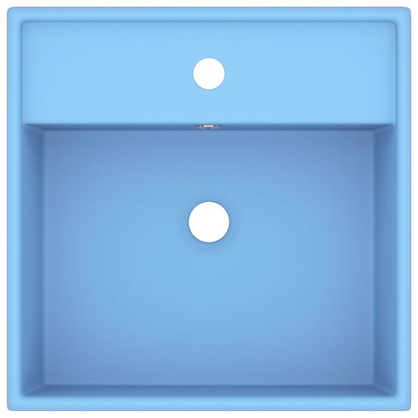 vidaXL Kwadratowa umywalka z przelewem, matowa jasnoniebieska, 41x41cm