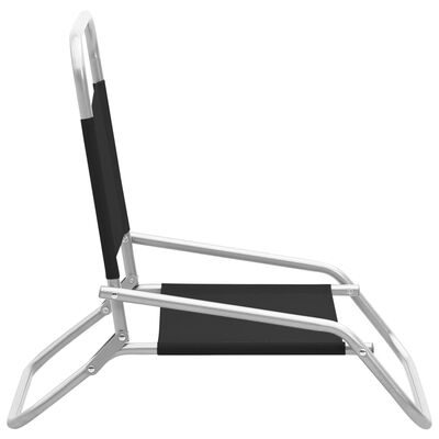 vidaXL Składane krzesła plażowe, 2 szt., czarne, obite tkaniną