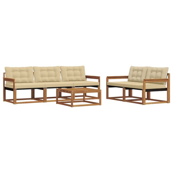 vidaXL Zestaw sof na zewnątrz z poduszką 6 pcs Naturalny i Beżowy