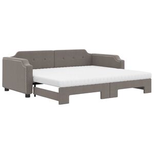 vidaXL Sofa rozsuwana z materacami, kolor taupe, 100x200 cm, tkanina