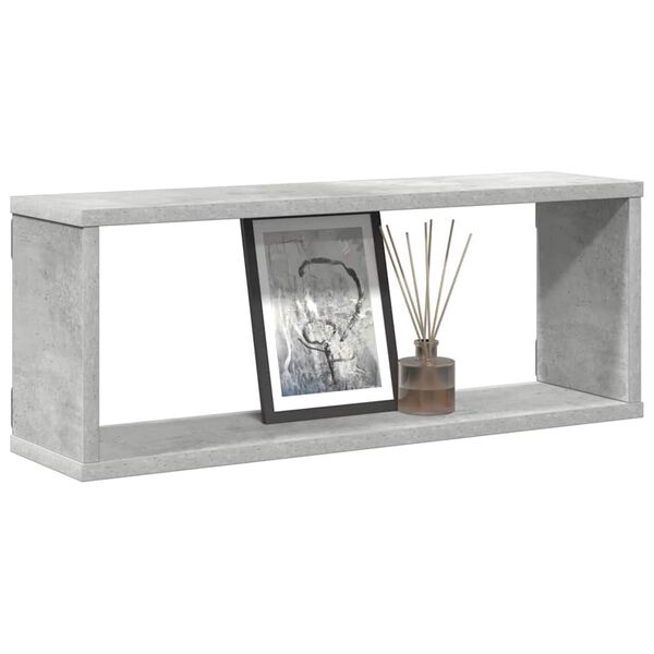 vidaXL P&oacute;łki ścienne kostki 4 szt., szarość betonu, 60x15x23 cm