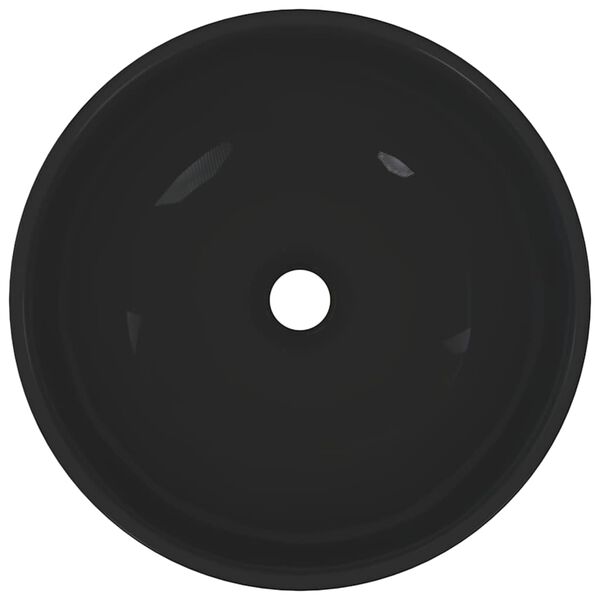 vidaXL Umywalka połysk czarny &Oslash;28x10 cm ceramiczna