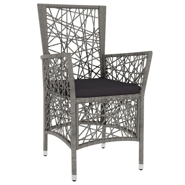 vidaXL 3-częściowy zestaw mebli ogrodowych, polirattan, szary