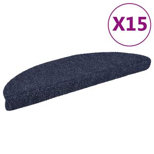 vidaXL Maty na schody samoprzylepne 15 szt. 56x17x3 cm niebieskie p&oacute;łokrągłe