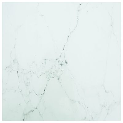 vidaXL Blat stołu, biały, 60x60 cm, 6 mm, szkło ze wzorem marmuru
