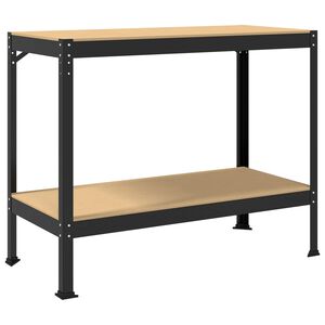 vidaXL St&oacute;ł warsztatowy z p&oacute;łką Czarny 115 x 55 x 91 cm