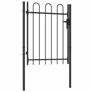 vidaXL Brama jednoskrzydłowa, zaokrąglona, stal, 1x1,2 m, czarna
