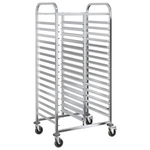 vidaXL W&oacute;zek na tace z 32 pojemnikami GN 75x55x162,5cm Stal nierdzewna