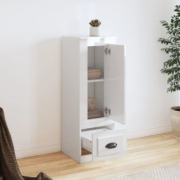 vidaXL Szafka, biała z połyskiem, 36x35,5x103,5 cm