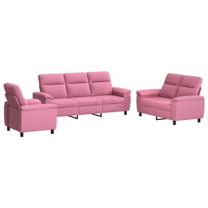 vidaXL Zestaw Sof 3 pcs r&oacute;żowy tkanina