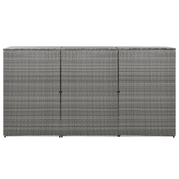 vidaXL Osłona na 3 kosze na śmieci, antracyt, 229x78x120 cm, rattan PE