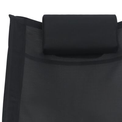 vidaXL Leżak z poduszką, czarny, tkanina textilene