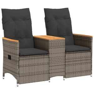 vidaXL Rozkładana sofa ogrodowa ze stolikiem, 2-os., szara, rattan PE