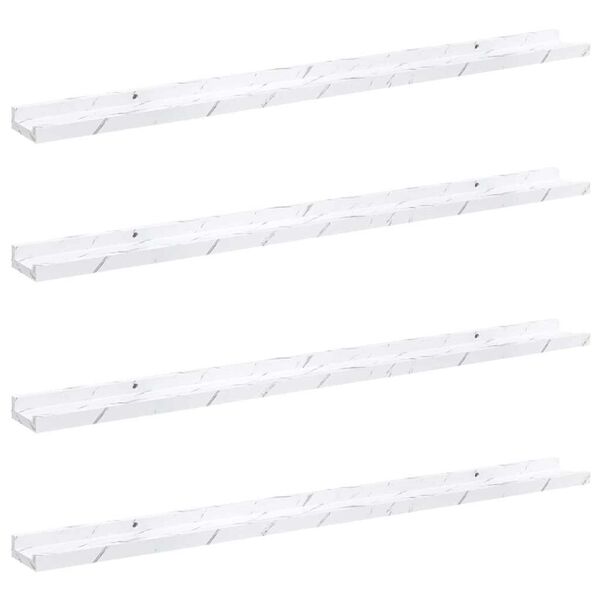 vidaXL P&oacute;łka ścienna z p&oacute;łką 4 pcs Biały marmur 100 x 9 x 3 cm