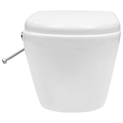 vidaXL Toaleta bezkołnierzowa ze spłuczką podtynkową, ceramika, biała