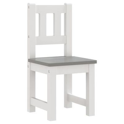 vidaXL 4-cz. zestaw dziecięcy, stolik i krzesła, biało-szare, MDF