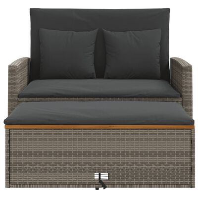 vidaXL Sofa ogrodowa z poduszkami, 2-os., szara, rattan PE i akacja
