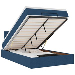 vidaXL Otomana Ł&oacute;żko z Materacem i LED Niebieski 120x200 cm Tkanina