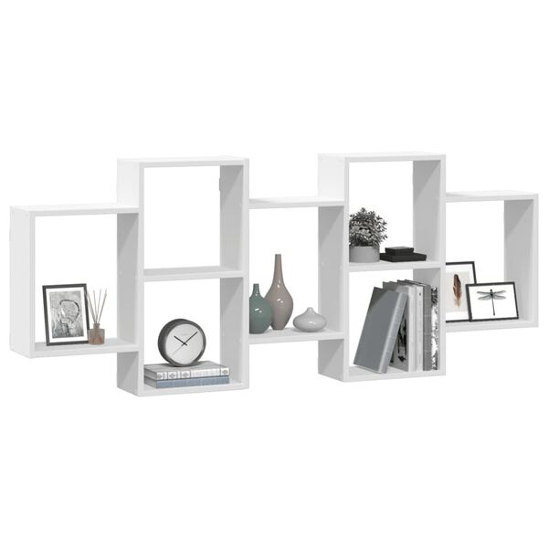 vidaXL P&oacute;łka ścienna, biała, 159x18x65 cm, materiał drewnopochodny