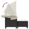 vidaXL 2-os. sofa ogrodowa z daszkiem i podn&oacute;żkami, czarna, rattan PE